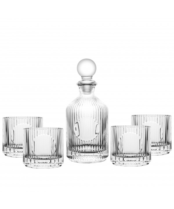 Coffret whisky en verre rayé avec carafe 500ml et 4 verres 330ml