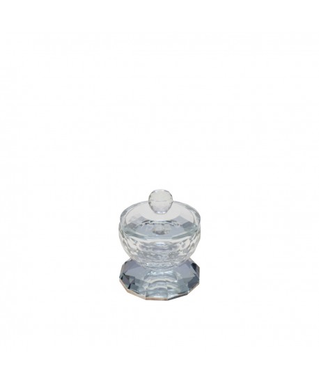 Silver crystal salt cellar with lid
