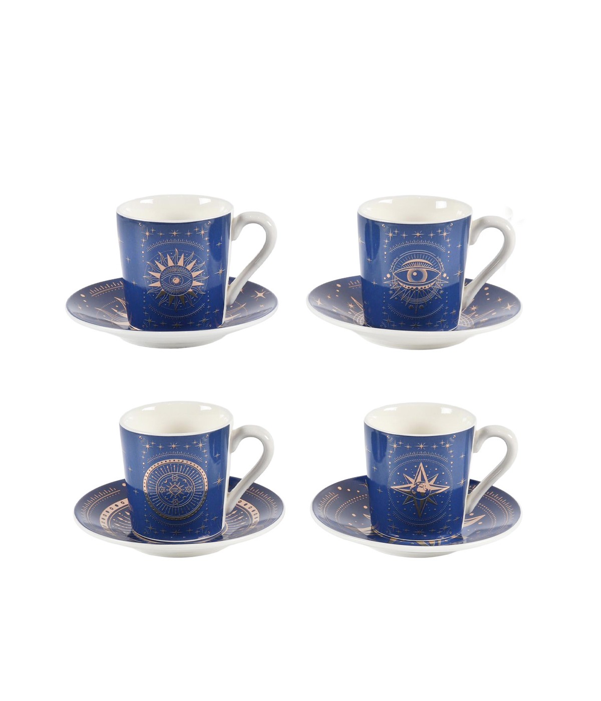 Star cups and saucers - set of 4
