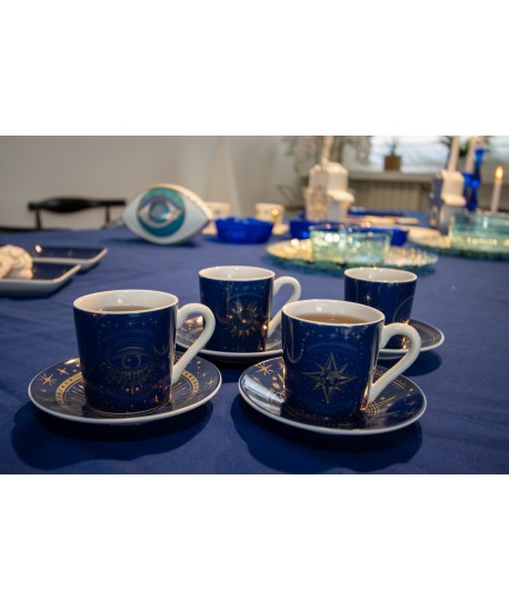 Star cups and saucers - set of 4