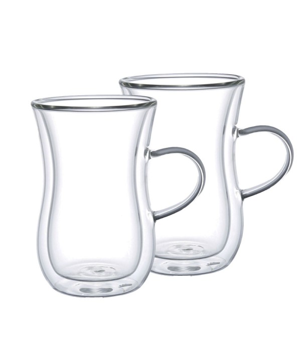 Double-walled tea cups with handle - set of 2