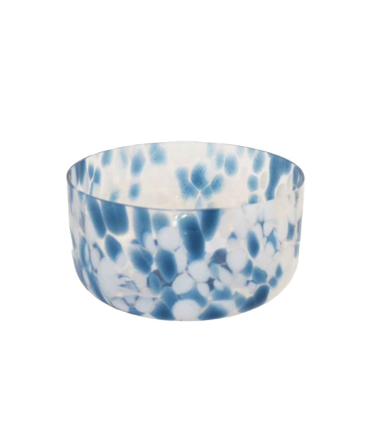 Saladier bleu et blanc en verre 24.5x24.5x12.5cm