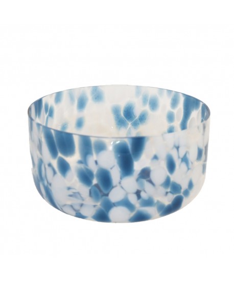 Saladier bleu et blanc en verre 24.5x24.5x12.5cm