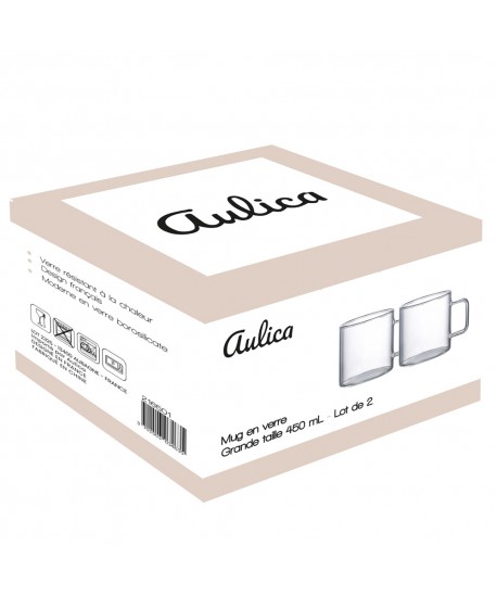Mugs en verre grande taille 450ml - lot de 2