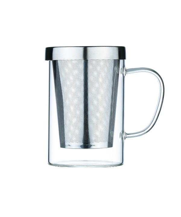 Mug 400ml with lid and stainless steel filter