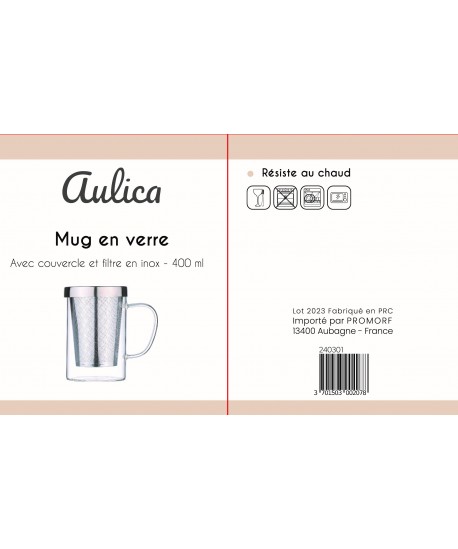Mug 400ml avec couvercle et filtre en inox
