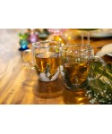 Double-walled teacups white and green flowers 350ml - pack of 2