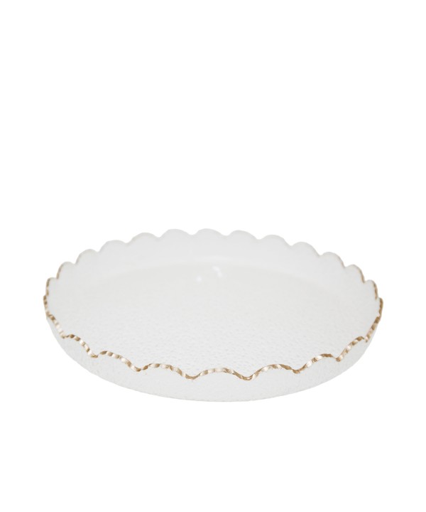Plateau rond bord doré en verre 33x33x4cm
