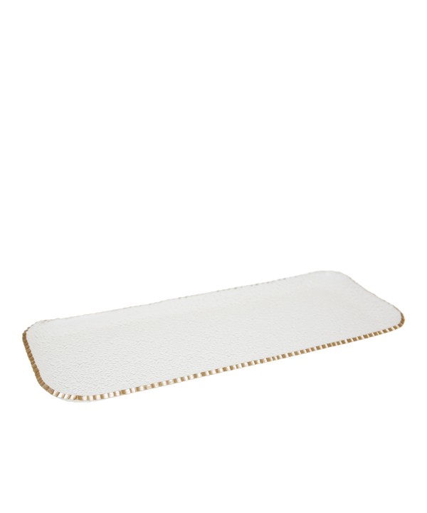 Plateau rectangulaire bord doré en verre 37x15.5x2cm