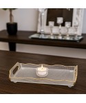 Plateau rectangulaire bord doré en verre 38x17.5x9.5cm