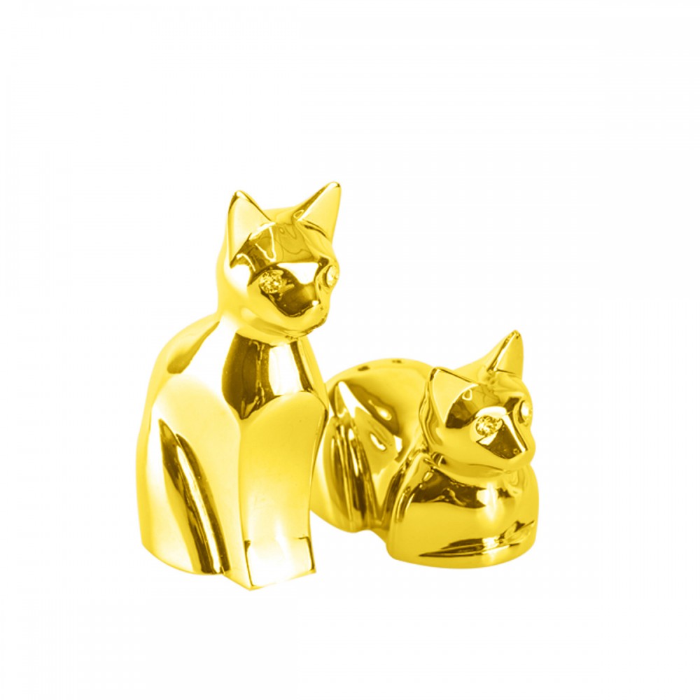Salt and pepper shakers golden cat
