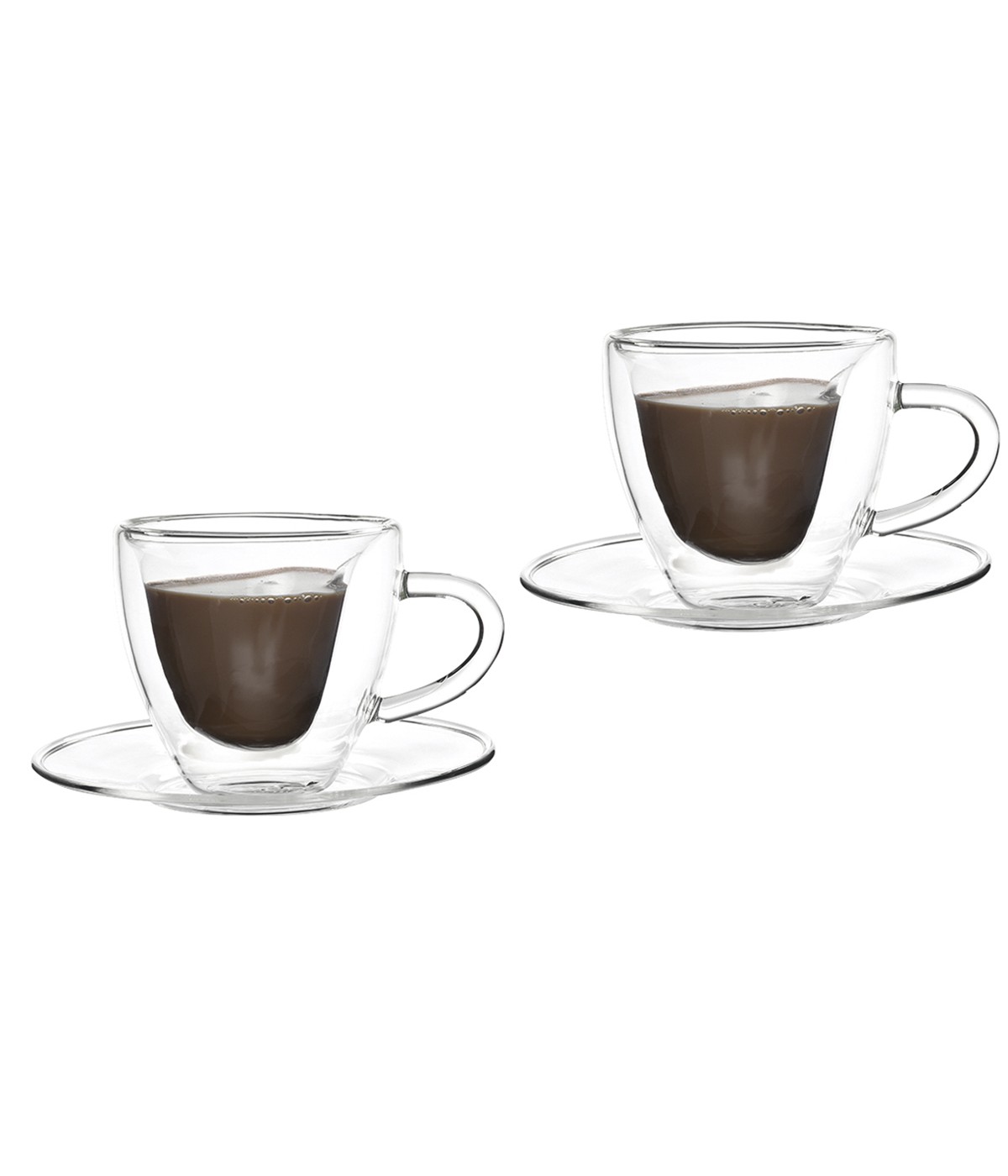Double-walled heart coffee cups 150ml - set of 2