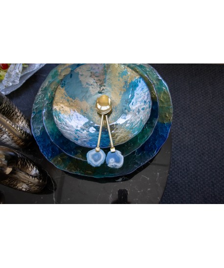 Coupe turquoise et dorée 32cm