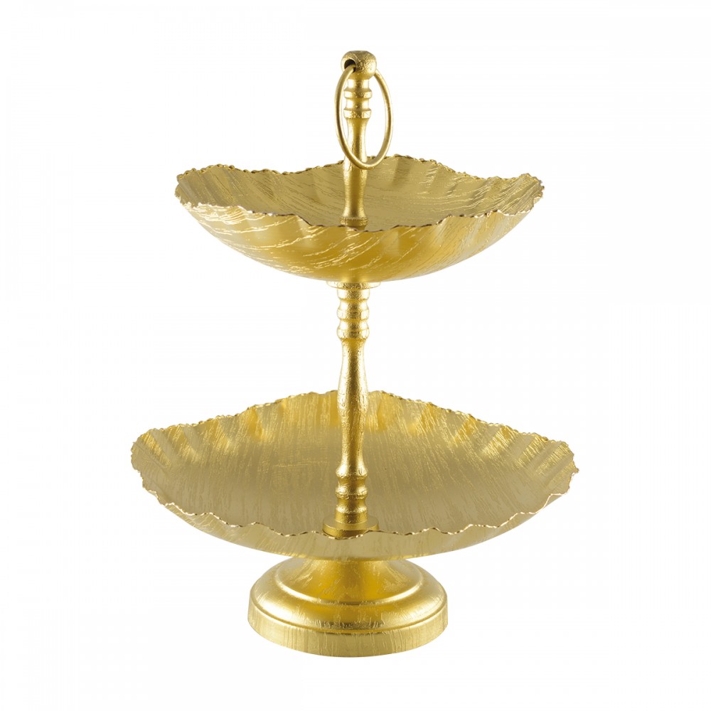 Matte gold 2-tier serving tray
