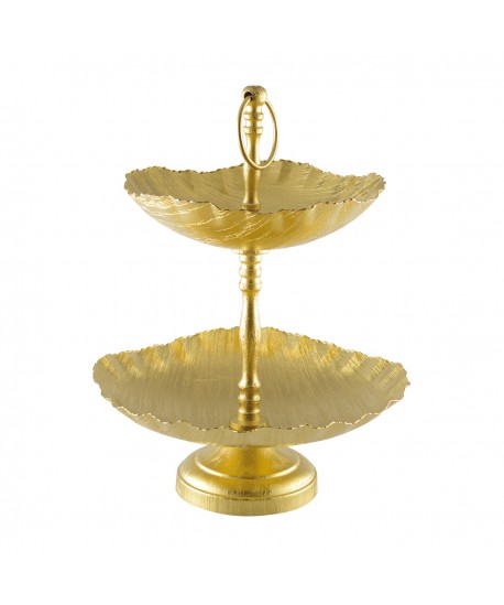 Matte gold 2-tier serving tray