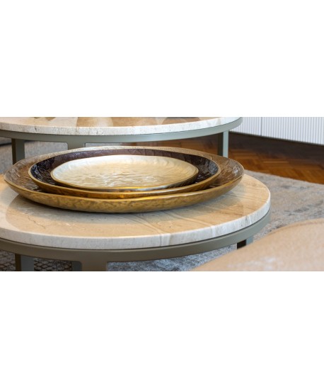 Brown round decorative bowl 39x39x3.5cm