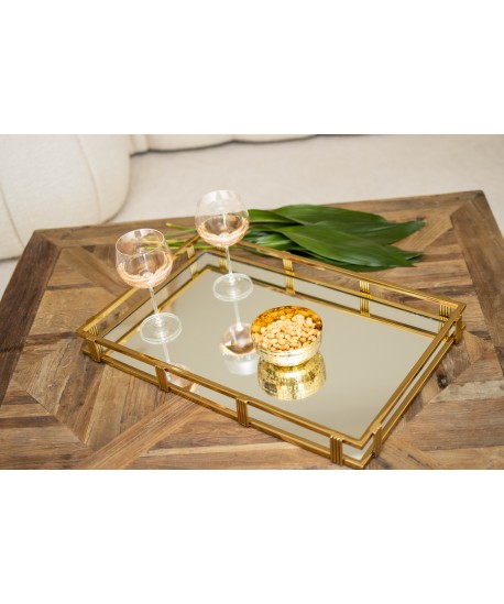 Plateau miroir rectangulaire doré 56x36x5cm