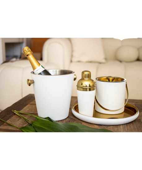 Ecru and gold champagne bucket 20.5x20.5x22cm