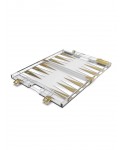 White and gold acrylic backgammon set case