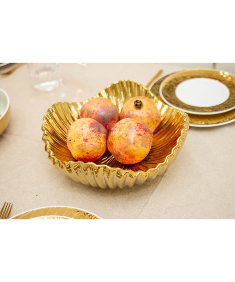 Golden ceramic bowl 30.5x30.5x11.5cm