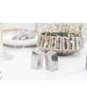 Silver leaning salt and pepper shakers 2.5x2.5x5.5cm