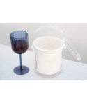 White acrylic ice bucket with tongs