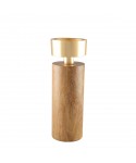 Wood and gold metal candlestick 23cm