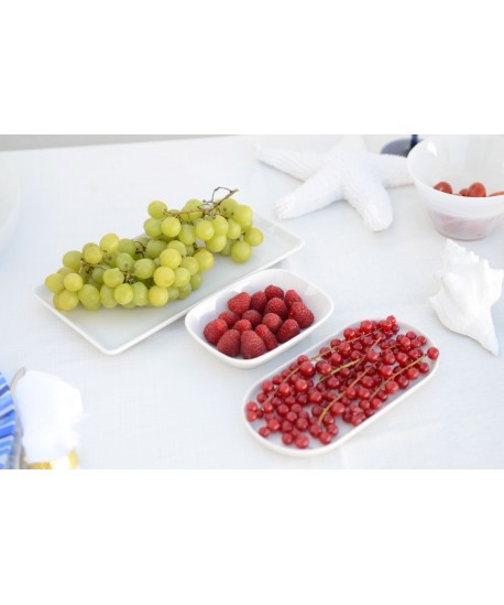 White rectangular shallow bowl 15cm