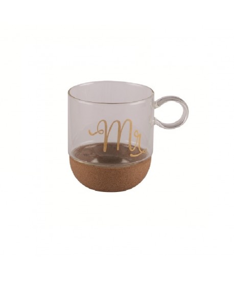 Mug en verre fond liège "Mr"