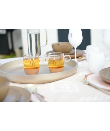 Mug en verre fond liège "Mr"