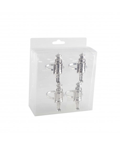 Silver nutcracker napkin rings - set of 4