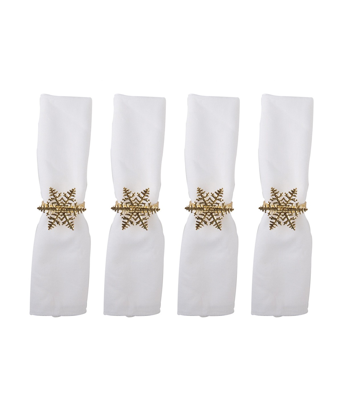 Lot de 4 ronds de serviettes flocons dorés