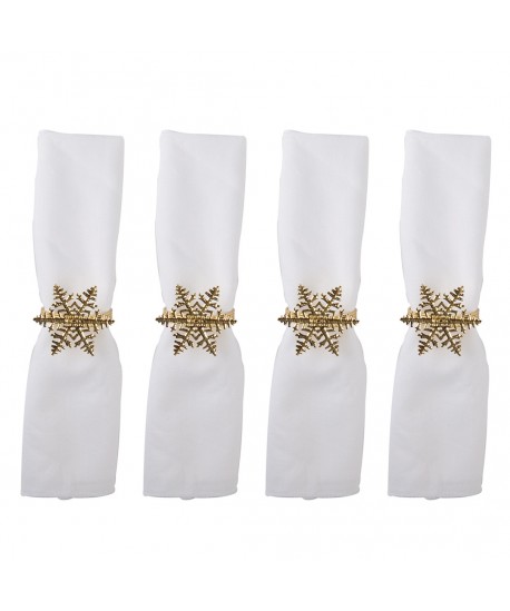 Lot de 4 ronds de serviettes flocons dorés