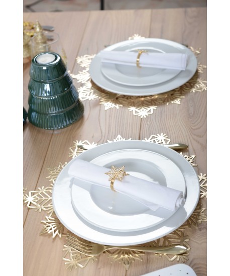 Lot de 4 ronds de serviettes flocons dorés