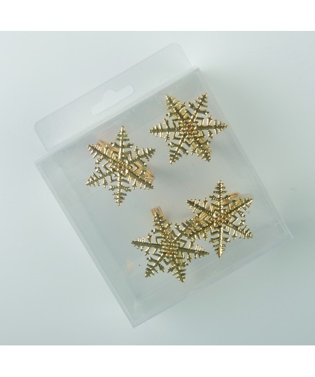 Lot de 4 ronds de serviettes flocons dorés