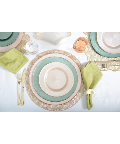 Dessous d'assiette rond ginkgo doré