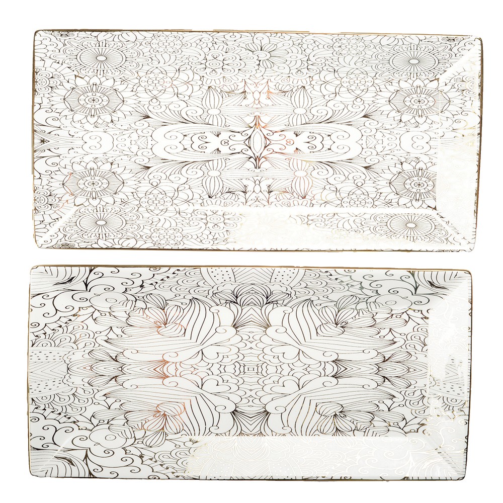 Plateaux blancs design abstrait - lot de 2