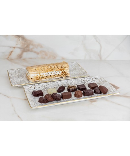 Plateaux blancs design abstrait - lot de 2