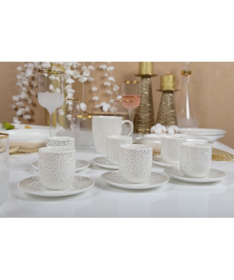 Tasses café 90ml plumetis doré - lot de 6