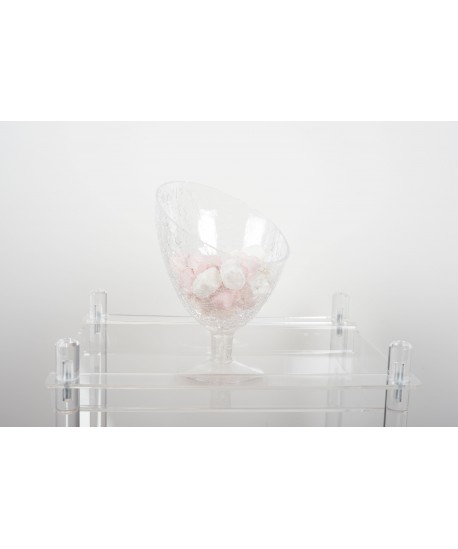 Cracked effect glass pedestal bowl conical 18x18x25cm