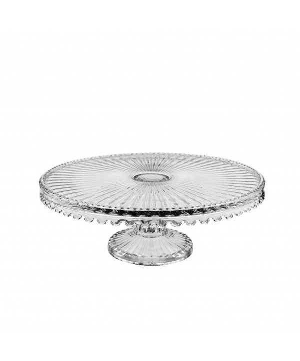 Plat à tarte sur pied en verre petit modèle 32x32x12cm