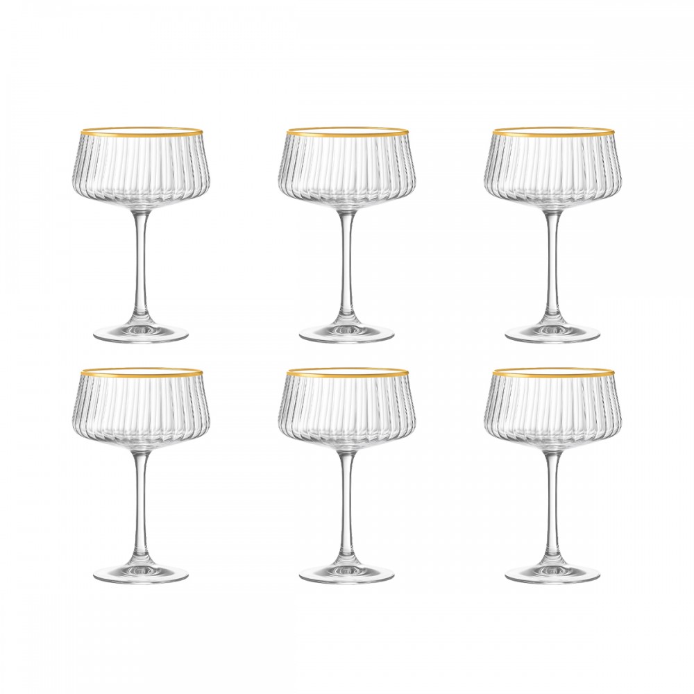 Coupettes à champagne bord doré 220ml - lot de 6
