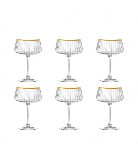 Coupettes à champagne bord doré 220ml - lot de 6