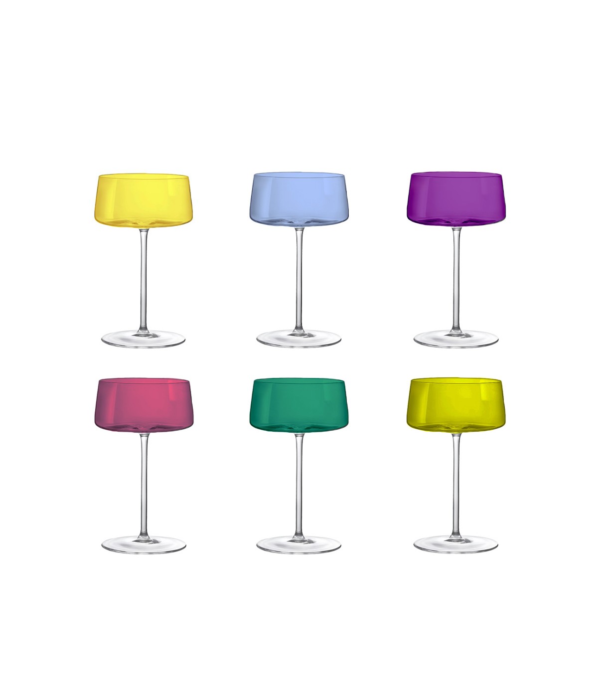 Coupettes à champagne 6 couleurs 230ml - lot de 6