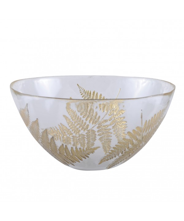 Transparent salad bowl with golden leaf