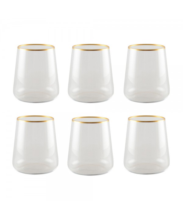 Matte gold-edged water glasses – set of 6