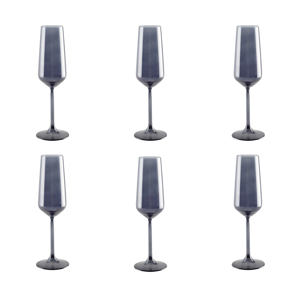 Black champagne flutes – set of 6