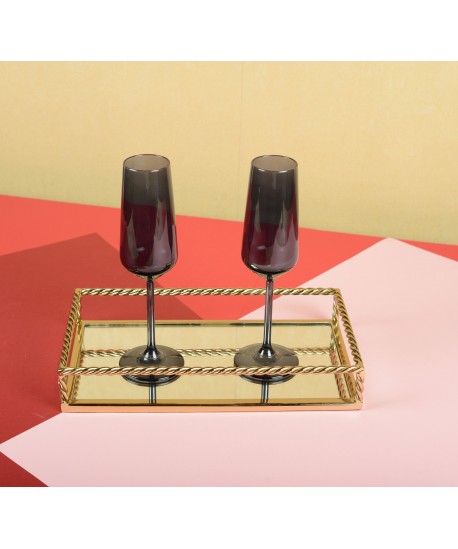 Black champagne flutes – set of 6