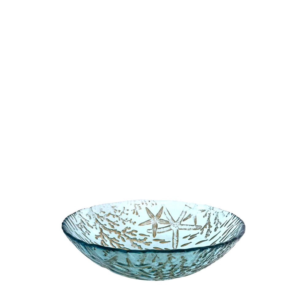Bol en verre bleu mer 20x20x6cm