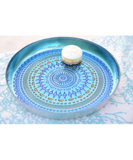 Plateau bleu coachella 34.5x34.5x4.5cm